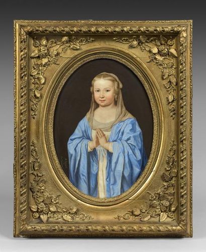 D'après l'atelier de Philippe de CHAMPAIGNE (1602-1674) 
Petite fille aux mains jointes.
Grande...