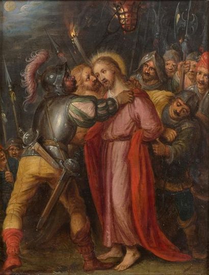 Attribuée à Frans II FRANCKEN dit le Jeune (Anvers 1581-1642) 
Arrestation du Christ...