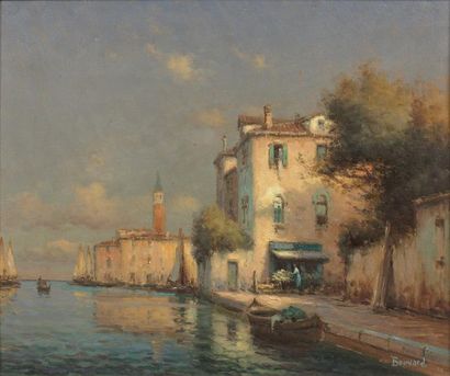 bOUVARD (XIXème-XXème siècle) 
Canal à Venise.
Huile sur toile.
Signée en bas à droite.
38...