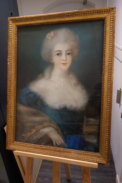 Dans le goût du XVIIIème siècle 

Portrait de femme à la robe bleue.

Pastel sur...