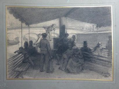 Edmond VALTON (1836-1910) 

Sur la Seine. [18]73.

Dessin au fusain sur papier.

Signé...