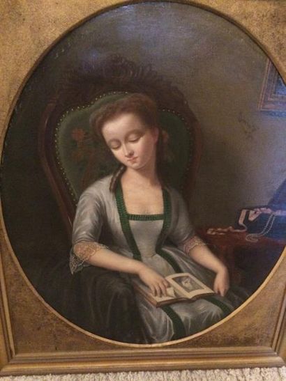 Charles Alfred SIMEON (XIXème) [?] 

Portrait d’une jeune femme assoupie sur un fauteuil....