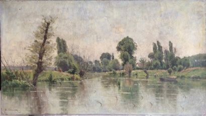 Adrien Jacques SAUZAY (1841-1928) 

Bords de rivière.

Huile sur toile. 

Signée...