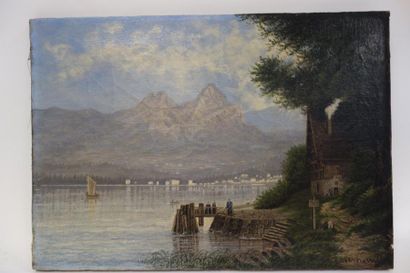 O. VON WITZLEBEN (XIXème) 

Vue du Lac des Quatre Cantons (Suisse). 1886.

Huile...