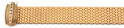 null Bracelet ceinture en or jaune (750) à maille nid d'abeille, le passant formant...