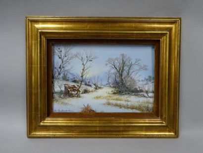 ALBERT DRACHKOVITCH-THOMAS (1928) 

Cabane dans un paysage enneigé.

Huile sur isorel.

Signée...