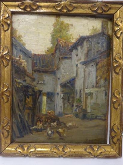 Jacques BAUGNIES (1874-1925) 

Corps de ferme.

Huile sur panneau.

Signée en bas...