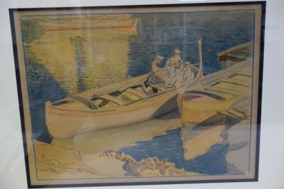 Tony MINARTZ (1873-1944), attribué à 

Pêcheurs à Nice. 

Aquarelle et crayon sur...