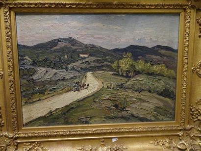 Joseph HURARD (1887-1956) 

Charette sur le chemin.

Huile sur toile.

Signée en...