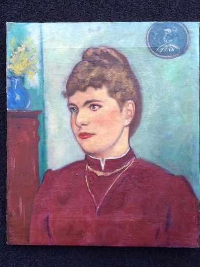 Nicolas SINEZOUBOFF (1891-1956)  Portrait de Madame Angèle SIMONPAOLI, circa 1935. 
Huile...