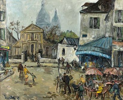 Fernand HERBO (1905-1995) Montmartre église Saint Pierre.
Huile sur toile.
Signée...