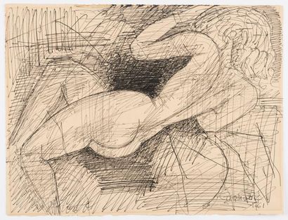Marcel GROMAIRE (1892-1971) Femme nue, 1961.
Encre sur papier.
Signée et datée en...