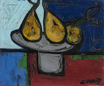 Claude VENARD (1913-1999) Nature morte aux poires.
Huile sur toile.
Signée en bas...