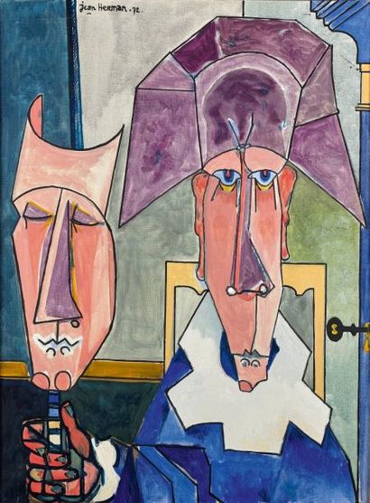 Jean HERMAN (1933) Le masque, 1972.
Huile sur toile.
Signée et datée en haut vers...