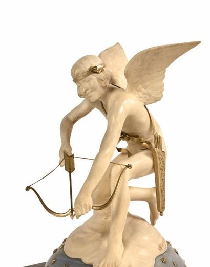 Alexandre Auguste CARON (1857-1932) Cupidon bandant son arc, sur des nuages.
Sculpture...