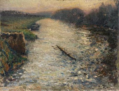 Emilio BOGGIO (1857-1920) Yole sur l'Oise.
Huile sur toile.
Signée en bas à gauche.
48...