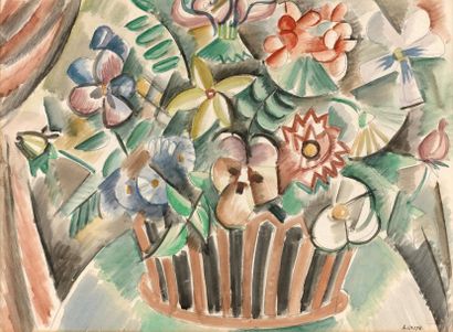 André LHOTE (1885 - 1962) Le panier de fleurs, vers 1911.
Aquarelle sur papier.
Signée...