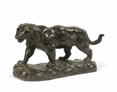 D'après Antoine-Louis BARYE (1795-1875) Jaguar qui marche n°1.
Epreuve en bronze...