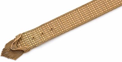 null Bracelet ceinture en or jaune (750) à maillons fantaisie ajourés et perlés,...