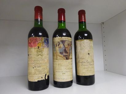 Château Mouton Rothschild 

Deux bouteilles :

- une de 1970. 

Etiquette Chagall,...