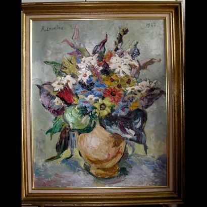 Rostislas LOUKINE (1904-1988) 

Vase fleuri. 1937.

Huile sur toile.

Signée et datée...