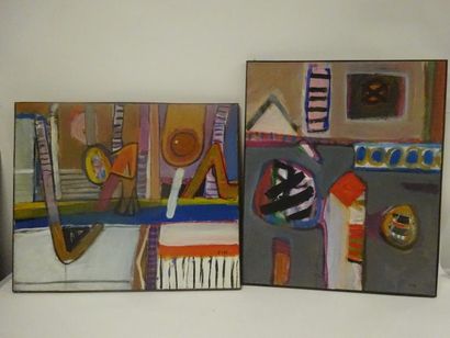 Joseph SIK (1922-2014) 

Compositions. 

Deux huiles sur toiles. 

Signées en bas...