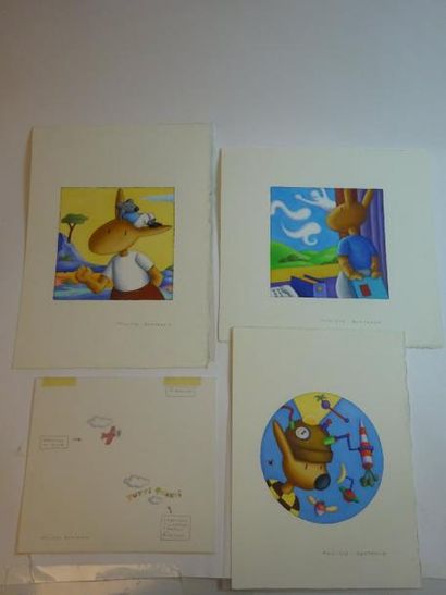 Philippe BERTRAND (1949-2010) 

Quatre illustrations originales pour un livre d'enfant.

Pastel...
