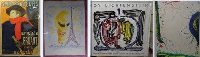 null Lot d'affiches ou de lithographies.

D'après Laurencin, Toulouse Lautrec, Lichtenstein,...