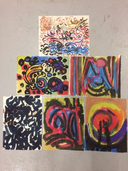 MICHEL CADORET (1912-1985) 

Compositions, circa 1965-70.

6 encres et aquarelles...
