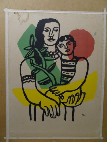 Fernand LÉGER (1881-1955) 

Mère et enfants.

Lithographie en couleurs sur papier.

Monogrammée...