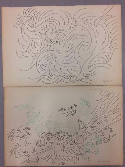 MICHEL CADORET (1912-1985) 

Compositions, 1965.

Deux feutres sur papier.

L'un...