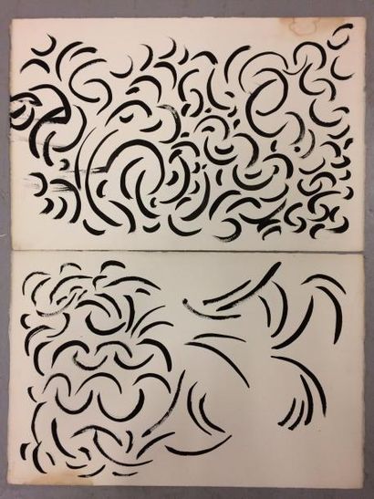 MICHEL CADORET (1912-1985) 

Compositions, circa 1965.

Deux encres sur papier.

38...