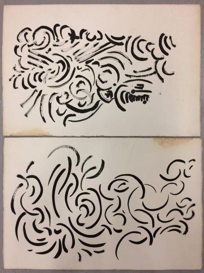 MICHEL CADORET (1912-1985) 

Compositions, circa 1965.

Deux encres sur papier.

38...