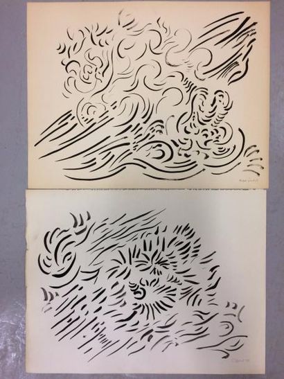 MICHEL CADORET (1912-1985) 

Compositions, 1965-66.

Deux encres sur papier.

Signées...