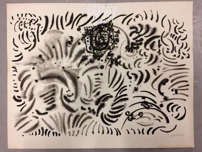 MICHEL CADORET (1912-1985) 

Composition, 1966.

Encre, gouache et collage sur papier.

Signée...