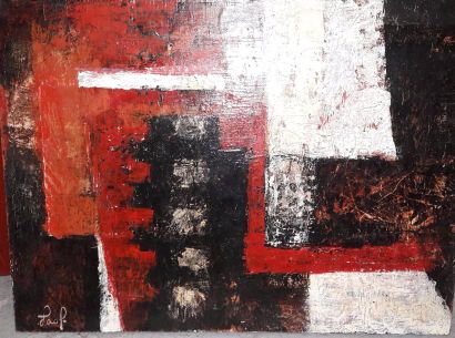 Jean Dominique PAOLI (1926) 

Composition abstraite en blanc, rouge et noir.

Huile...