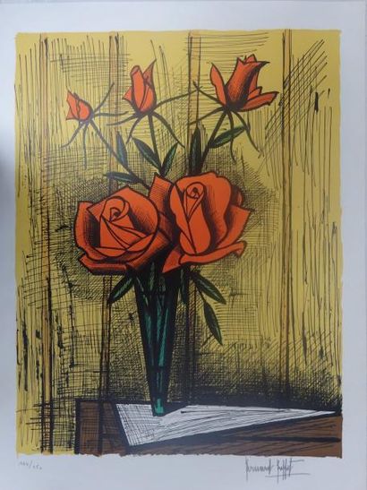 Bernard BUFFET (1928-1999) 

Bouquet de roses.

Lithographie couleur sur papier.

Signée...