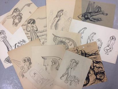 MICHEL CADORET (1912-1985) 

Lot de 10 dessins et croquis illustrant l’Antigone d’Anouilh,...