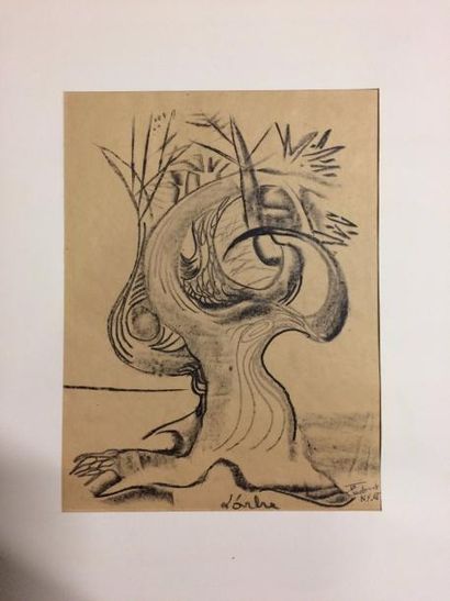 MICHEL CADORET (1912-1985) 

L'arbre, 1948.

Fusain sur papier titré en bas au centre...