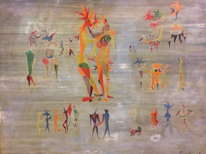 MICHEL CADORET (1912-1985) 

La danse, 1950.

Huile sur isorel.

Signée et datée...