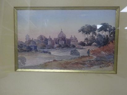 Matthew GOSSET (1839-1909) 

Temple indien.

Aquarelle sur trait de crayon.

Signée...