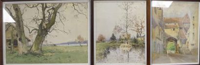 Paul LECOMTE (1842-1920) 

- Etang dans la propriété.

- Grands arbres et maison...