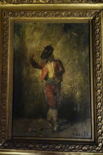 Lorenzo VALLES (XIXème-XXème siècle) 

Danseur espagnol. 

Huile sur panneau. 

Signée...