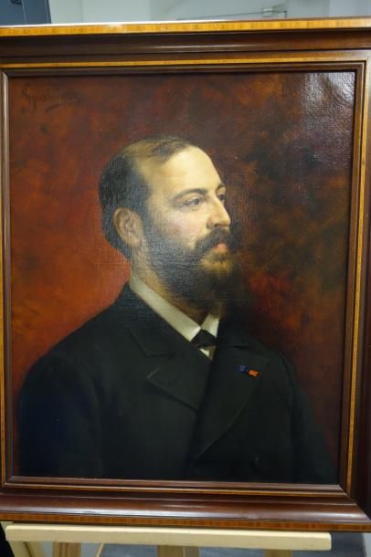 Ignace SPIRIDON (1869-1900) 

Portrait d'homme en buste, de trois quarts, Paris 1886.

Huile...