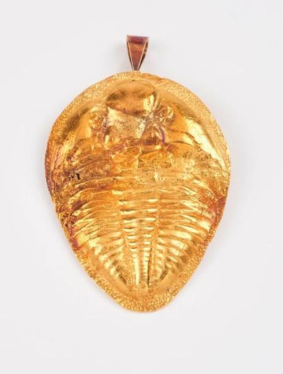null Pendentif formé du moulage d'un fossile de trilobite en or (750). 

Poids :...