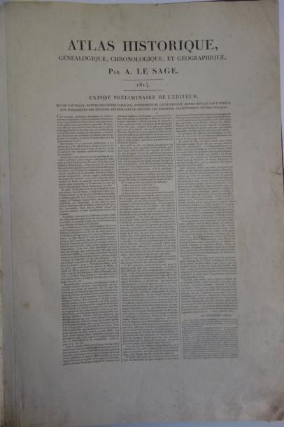 A. LE SAGE 

Atlas historique.

Imprimeur Didot l'Aîné 1814. In folio.

Reliure moderne...