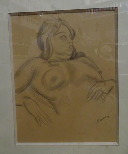 Ramey 

Buste de femme nue.

Dessin au crayon sur papier.

Signé en bas à droite.

25...