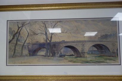 Georges BUISSON (XIX-XXème siècle) 

Le Pont Marie.

Aquarelle sur papier, signée...