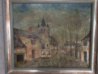 Josselin BODLEY (1883-1975) 

Village en hiver. 

Huile sur toile. 

Signée en bas...