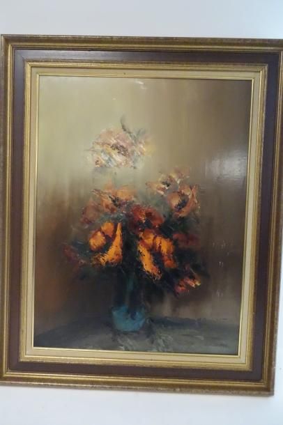 Louis LAMARQUE (1912-?) 

Bouquet de pavots. 

Huile sur toile. 

65 x 50 cm.

Accident....
